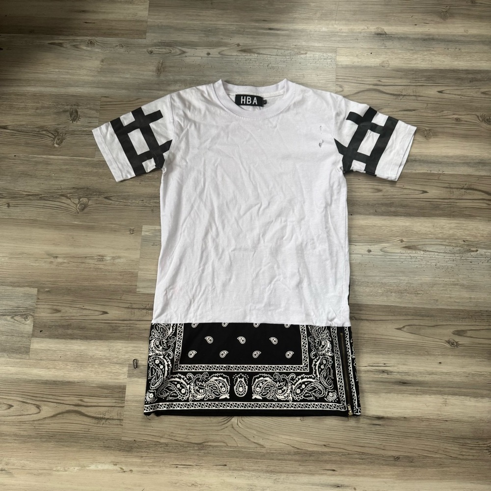 Hood by Air White and Black Short Sleeve Tee with Bandana Print